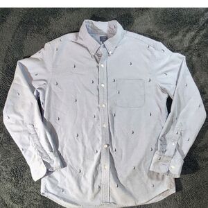 J.Crew Flex 100% Cotton Button-Down Shirt Men's Size Large Blue Sailboat